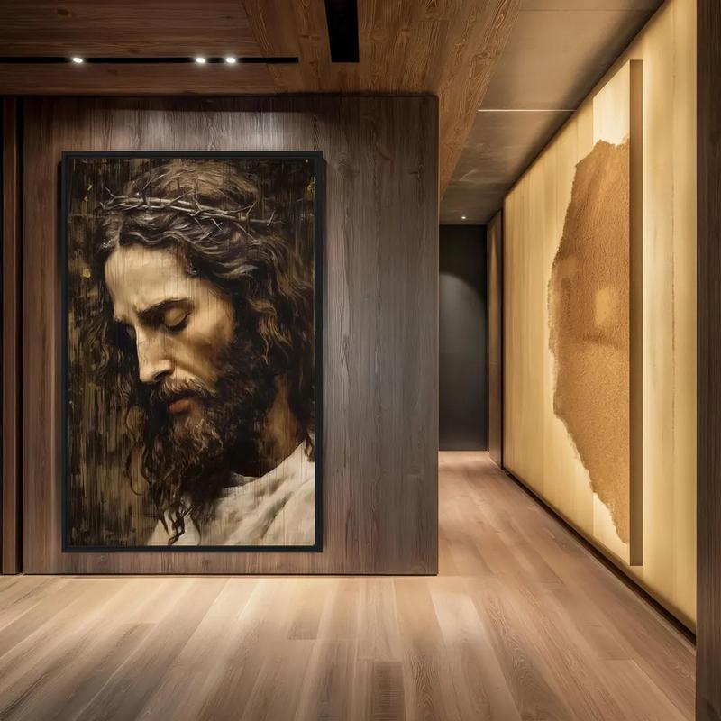 Unframed Jesus Christ Portrait Canvas Print - Modern Christian Religious Wall Art, Aesthetic Home Decor