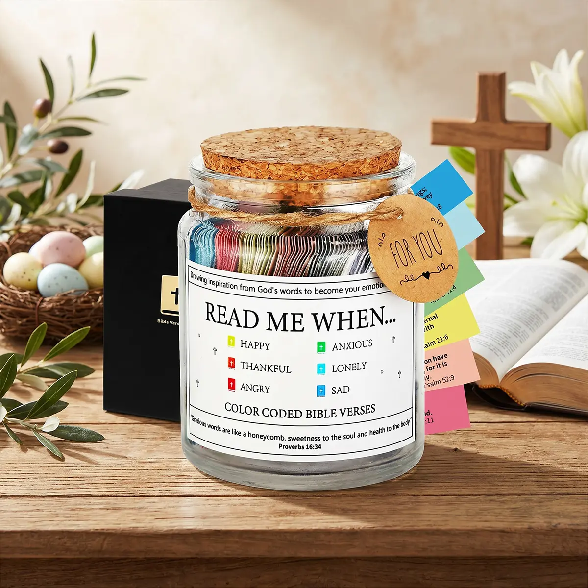 Bible Verse Jar, Read Me When Bible Verses Jar for Emotions and Feelings, Daily Scripture Readings for Emotions, Hope, Encouragement - Christian Gifts for Women,Father's Day Gift,Family Faith,Easter,Christmas,Birthday&Graduation Gifts