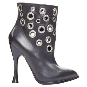 Pre-owned Alexander McQueen Women's Alexander McQueen grommet studded spool pirate ankle boots by Rebag