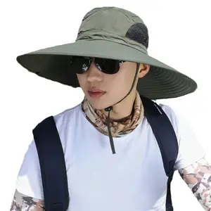 Men's fishing hat big eaves summer sun protection casual sun hat foldable camouflage hat outdoor work big eaves hat