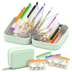 Reusable Travel Medicine Organizer with Waterproof Pill Pouch Set – Large Weekly Pill Storage Featuring 14 Color-Coded Zippered Medicine Pouches for Vitamins, Fish Oils, dealsforyou