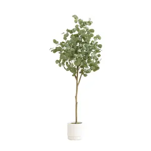 6' Artificial Eucalyptus Tree with White Decorative Planter