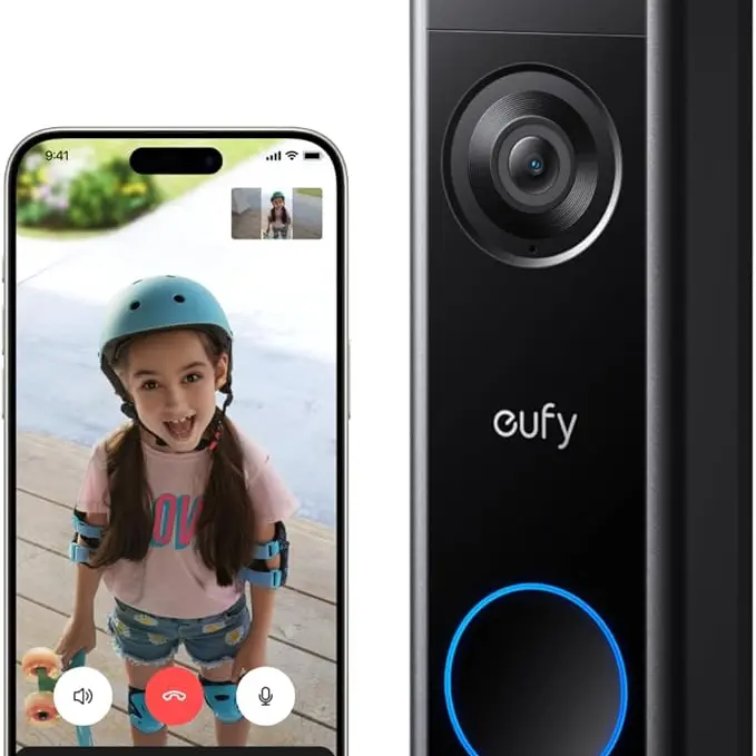 eufy C31 Wireless Smart Doorbell Camera, 2K FHD Battery or Hardwire Powered, Easy Installation, Quick-Release Battery, Live Video Call, 24/7 Recording, Human & Motion Detection, Night Vision, Alexa Compatible, No Monthly Fee, Spingtok Home Security Gadget