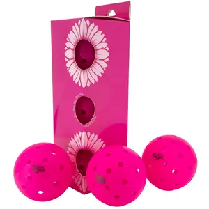 Daisy Dink Outdoor Pink Pickleballs 3-pack High Visibility for Easy Tracking in Games Durable Construction & Consistent Bounce