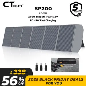 Black Friday Deal CTOLITY ETFE 200W Foldable Solar Panels SPC200 20.5V Portable Solar Charging Panel Complete Kit Outdoor Lifepo4 Power Station charger power bank