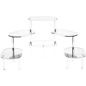 Plymor Acrylic Oval 6-Platform Multi-Item Display Riser (Mirrored), 14" H x 49" W