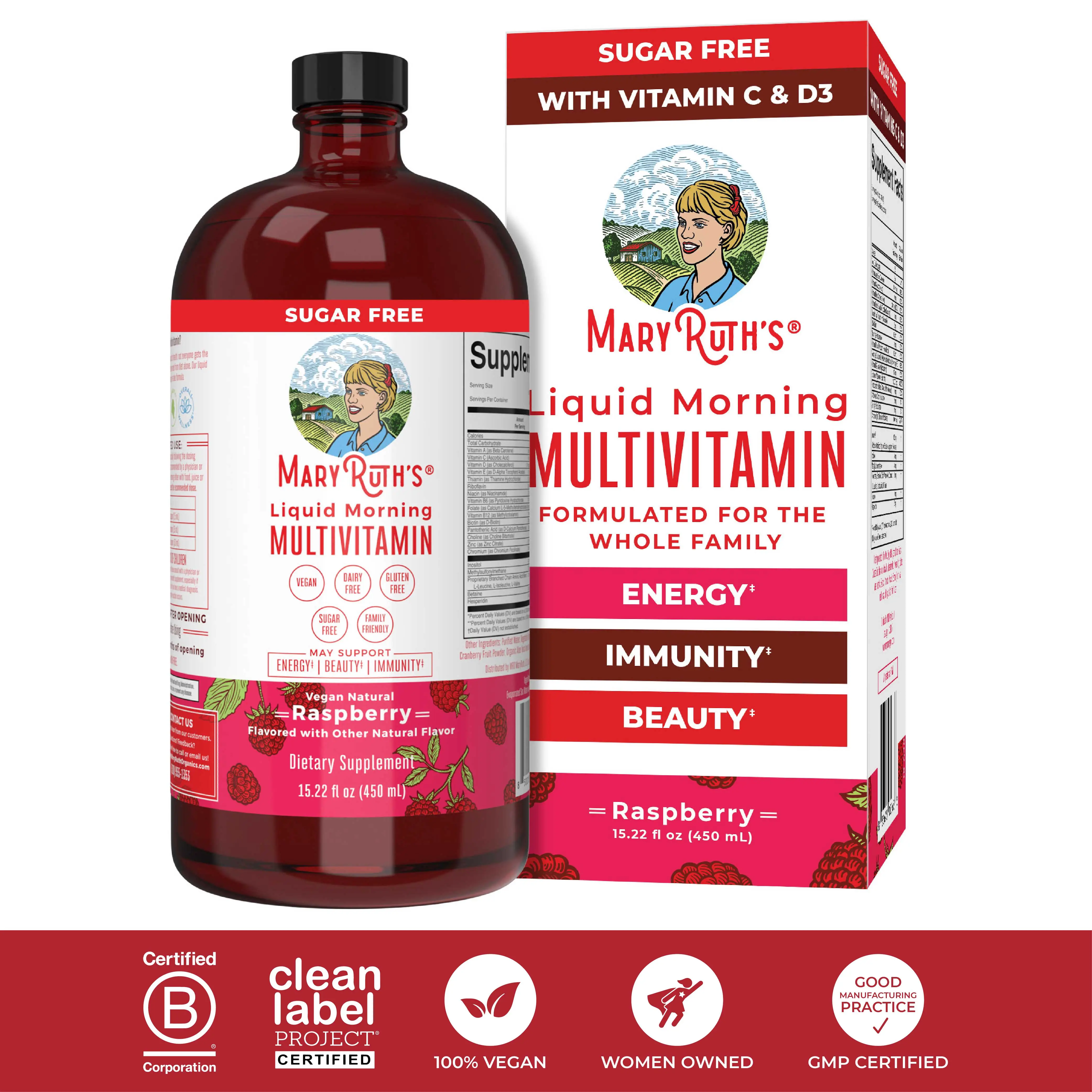 MaryRuth's Liquid Morning Multivitamin - B Complex Vitamins - Vitamins A, C, D, E - Zinc - Beauty - Vegan - Sugar Free - 15.22 Fl Oz