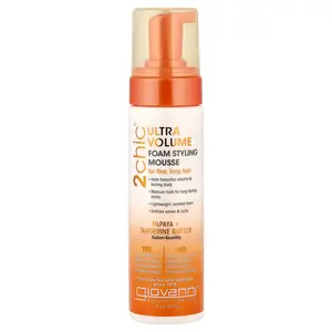 Giovanni 2chic®, Ultra-Volume Foam Styling Mousse, For Fine, Limp Hair, Papaya + Tangerine Butter, 7 fl oz (207 ml)