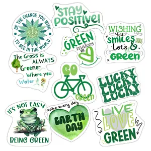 Green Stickers, Ten Vinyl Stickers Supporting Green, Great Green Gift, Decorative Stickers