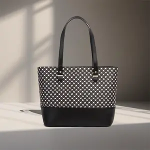 Keffiyeh Pattern PU Leather Tote Bag Black
