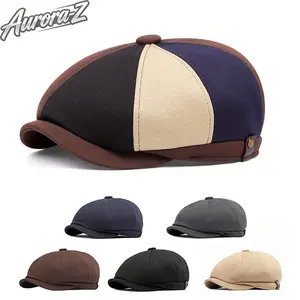 Men's Adjustable Newsboy Flat Cap, Vintage British Style Gatsby Baker Boy Hat, Breathable Lightweight Color Block Sun Hat For Outdoor Sports Leisure Golf Hiking Travel Daily Wear