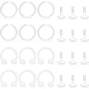 18G Clear Nose Rings Studs  Retainers Clear Piercings for Work  Bioflex Medusa Labret Lip   Tragus Earring Cartilage Helix Retainer for Women Men
