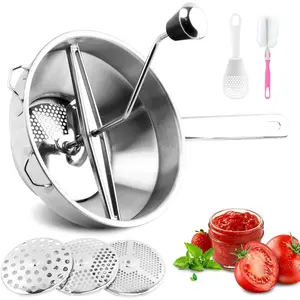 Stainless steel food mills rotary food mill with hand crank and 3 grinding discs for making salads baby supplements crushing tomatoes potatoes fruitssliver