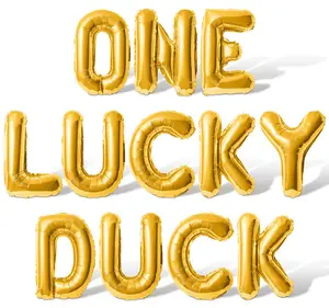 Letter Balloons - ONE LUCKY DUCK 16" Inch Alphabet Letters Foil Mylar Balloon 1st Birthday Party Banner