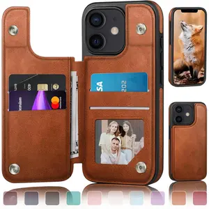 Designed for  11 Case Wallet with Card Holder, [ Clasp Cover] [RFID Blocking Leather Protection] Shockproof Women Men Cases 6.1 Inch for  11 Light Brown