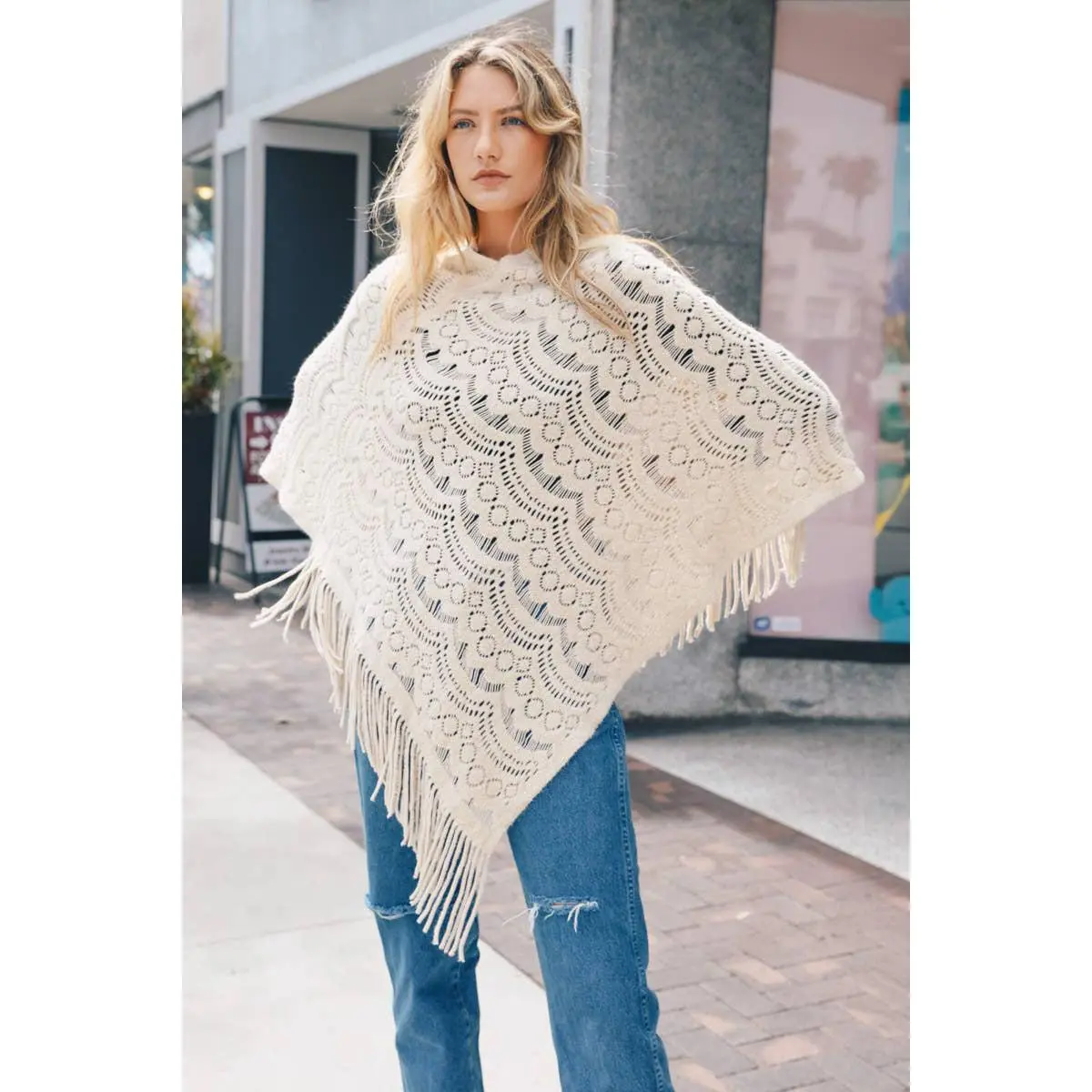 Scallop Knit Lace Poncho