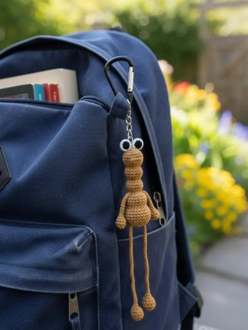 Marcus the Worm Keychain Crochet | Marcus the Worm Crochet Keychain Gift, Keyring Crochet Gift, DIY Key Chain, Custom Crochet Keyring Gift