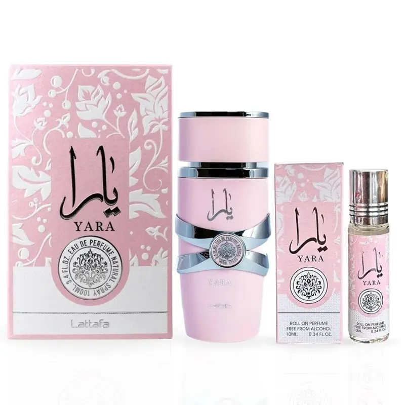 Yara Pink Women 100 ml & 10 ml Rollon Oil Eau de Perfume Gourmand Golden Vanilla Musk Scent, Fragrance Warmth, Scent Layering, Romantic Elegant Floral Fragrance, Floral Sweet Pe, Floral Sweet Perfume
