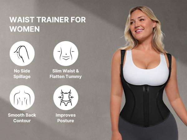 Shapellx AirSlim Steel Bones Core Control Latex Waist Trainer Vest