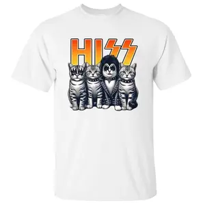 Hiss Cats Parody Shirt, Rockstar Kitten Tee, Funny Cat Gift, Cat Themed Clothing, Unisex Sweater Pullover Tee