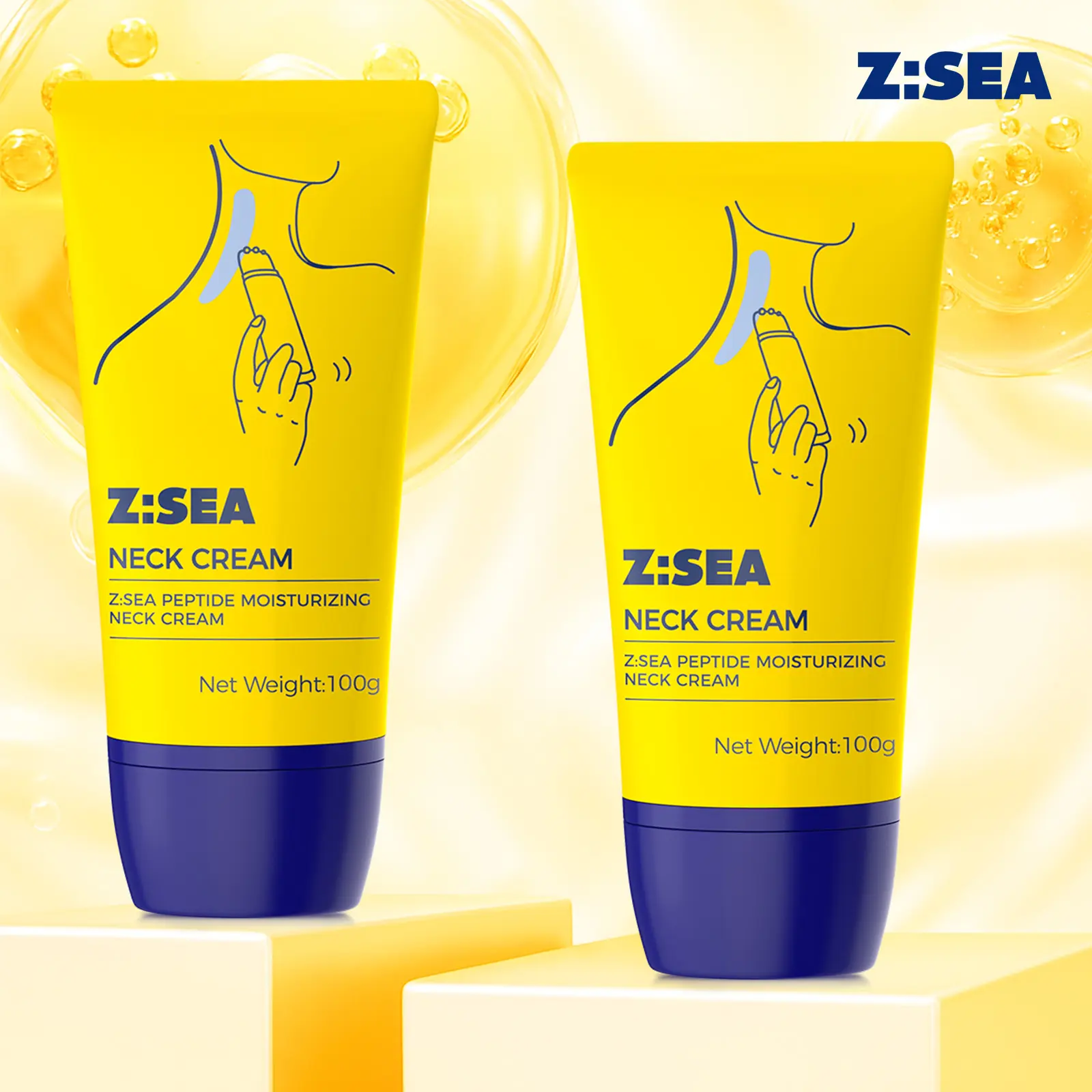 Z:SEA Neck  Cream - 100g*2, Massage Balls for Accelerated Absorption, Moisturizing to Reduce Dry Lines, Containing Plant Squalane Moisturizer Body Care