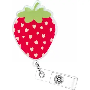Red Strawberry Badge Reel, Cute ID Nurse Badge Holder Retractable Clip,  Student Name Badge Holders, RN LPN CNA MA Healthcare Accessories for Work