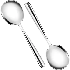 12 Inch Stainless Steel Serving Spoons Set, Catering Serving Utensils Set for Buffet,Party, Wedding, Restaurant & Home Use(2-Pack, Sliver)