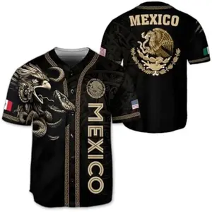 Mexico Heat Baseball Jersey – Sporty Style Button Up Shirt, Lightweight Breathable Fan Jersey for Game Day & Streetwear Outfit