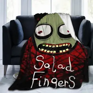 Salad Fingers Cartoon Theme Print Flannel Blanket,Soft and comfortable, suitable for all seasons, suitable for living room, office, travel, ideal gift