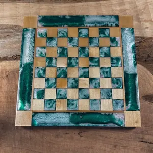 Emerald Cloud Maple Wood Chess Board (INCLUDES PIECES)