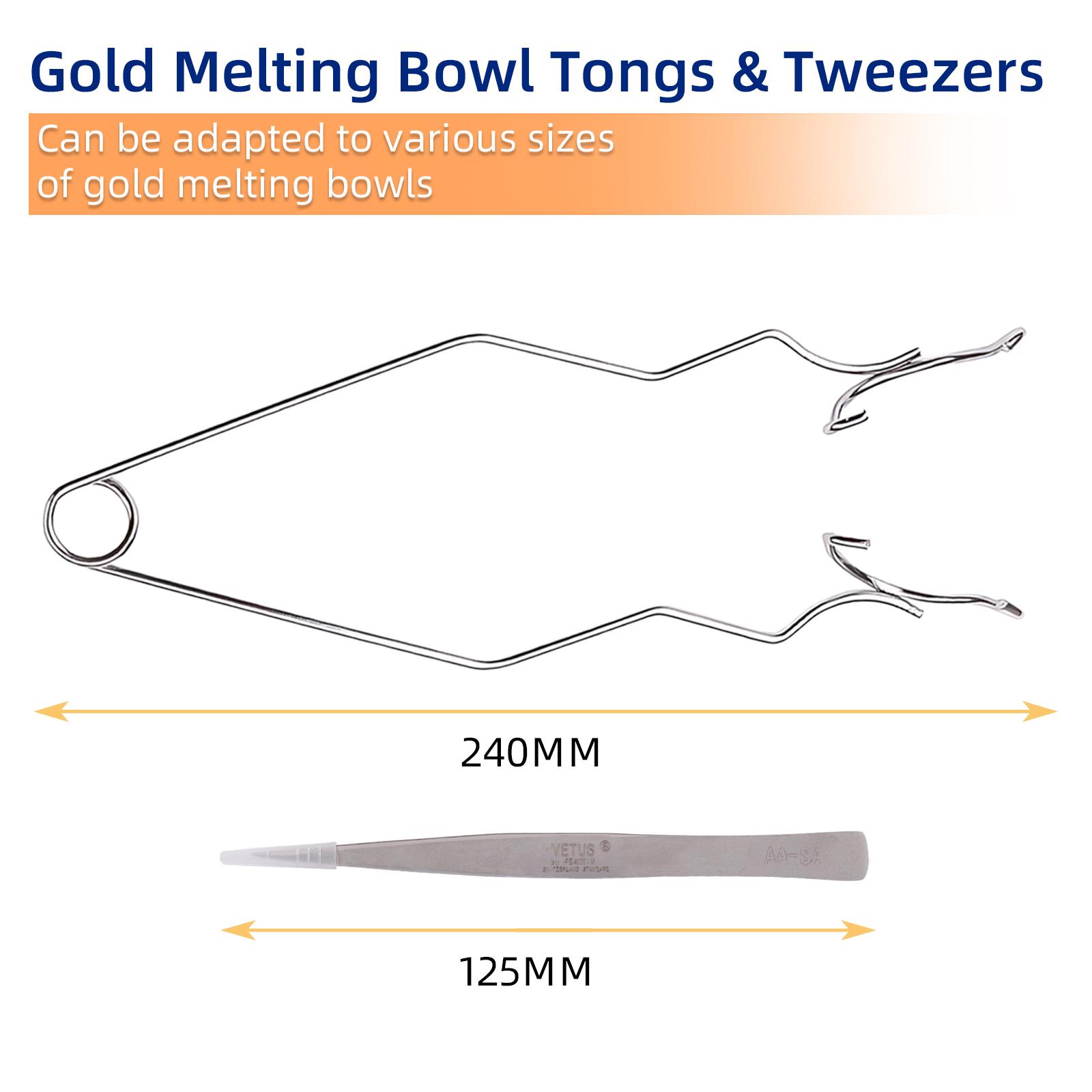 Complete Gold Melting & Casting Tool Kit - Ceramic Crucibles Graphite Ingot Mold, Tweezers & Crucible Tongs for Jewelry Making & Metal Smelting