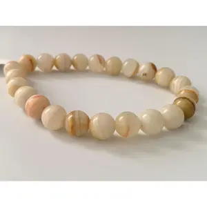 Banded Onyx (Calcite) Round Bead Bracelet, 8mm