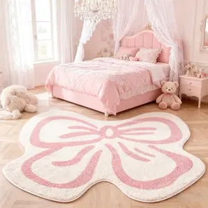 Modern Simple Living Room Carpet, Irregular Bow Rug, Fluffy Bedroom Rug, Fashion Creative Home Decor, Soft Plush Carpet for Bedroom Bedside Bathroom