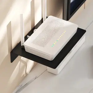 1pc Floating Shelf for Router and Set-Top Box, Rectangle Wall Storage Rack, Wall Mounted Shelf, No Drill Installation for Living Room & Bedroom Organization