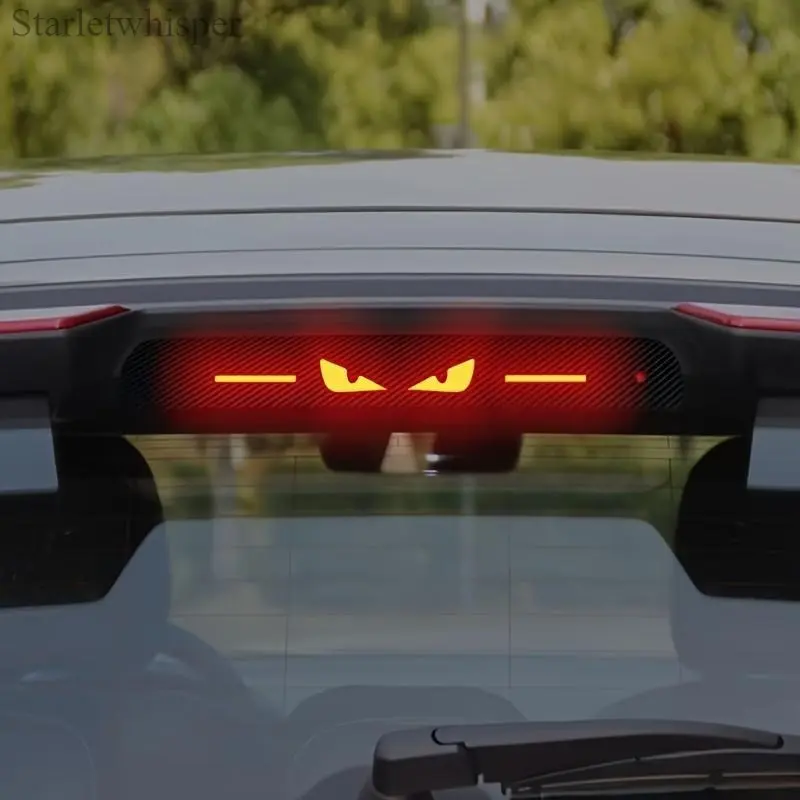 Stylish High Mount Brake Light Sticker - Carbon Fiber Look, Durable PET Material, Easy Paste-On Car Exterior Accessory, Custom Logo Compatible for Safety & Style
