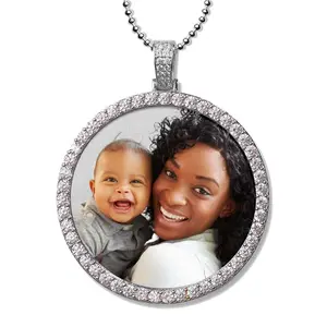 Photo Engraved XL Cubic Zirconia Pendant Anniversary Engagement
