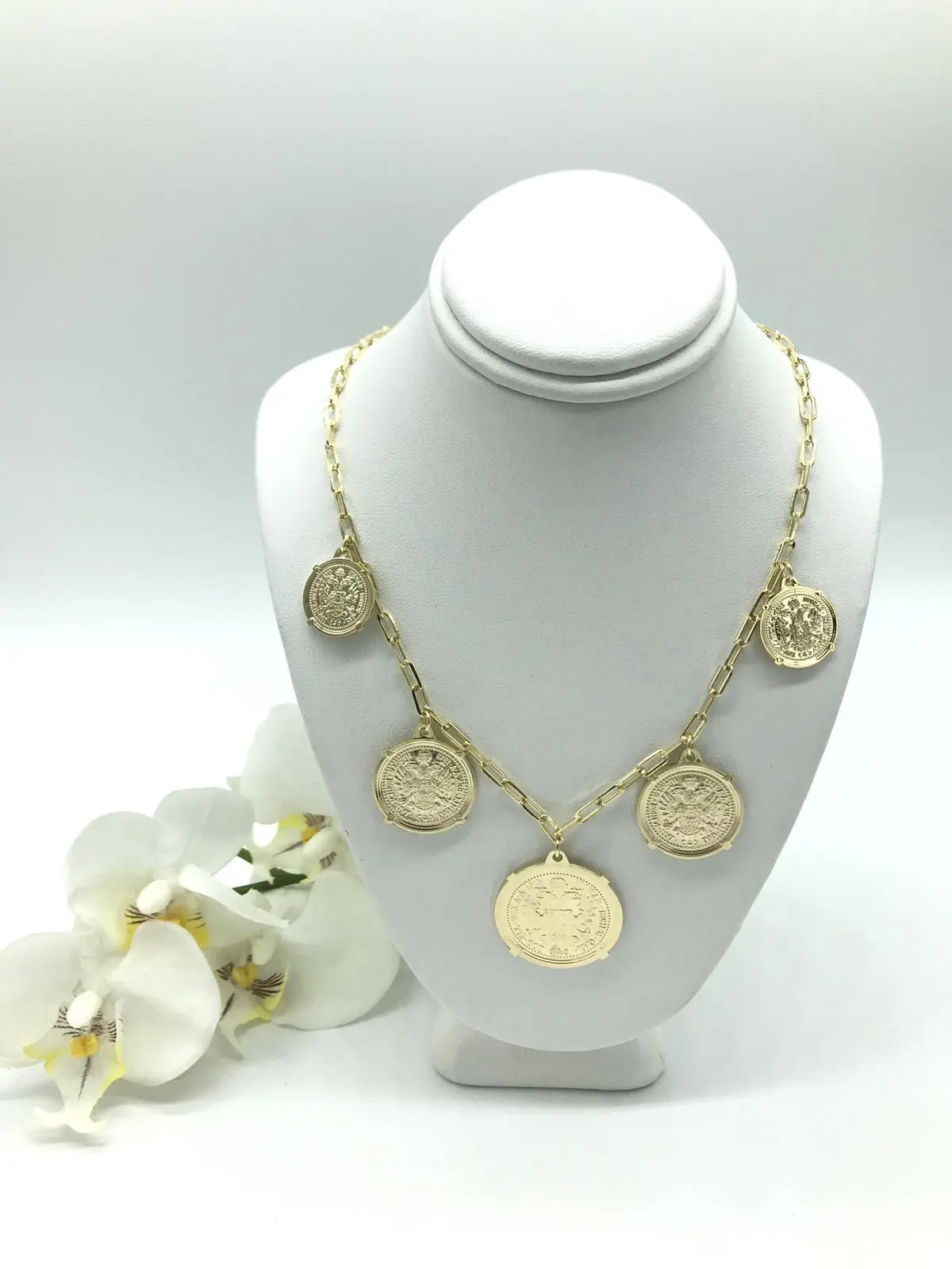 Multi Coin Necklace Female