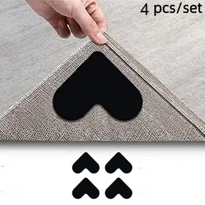 4pcs Non-Slip Rug Gripper for Hardwood Floors and Tiles, Double-Sided Anti-Slip Rug Grips, Washable, Corner Side Gripper