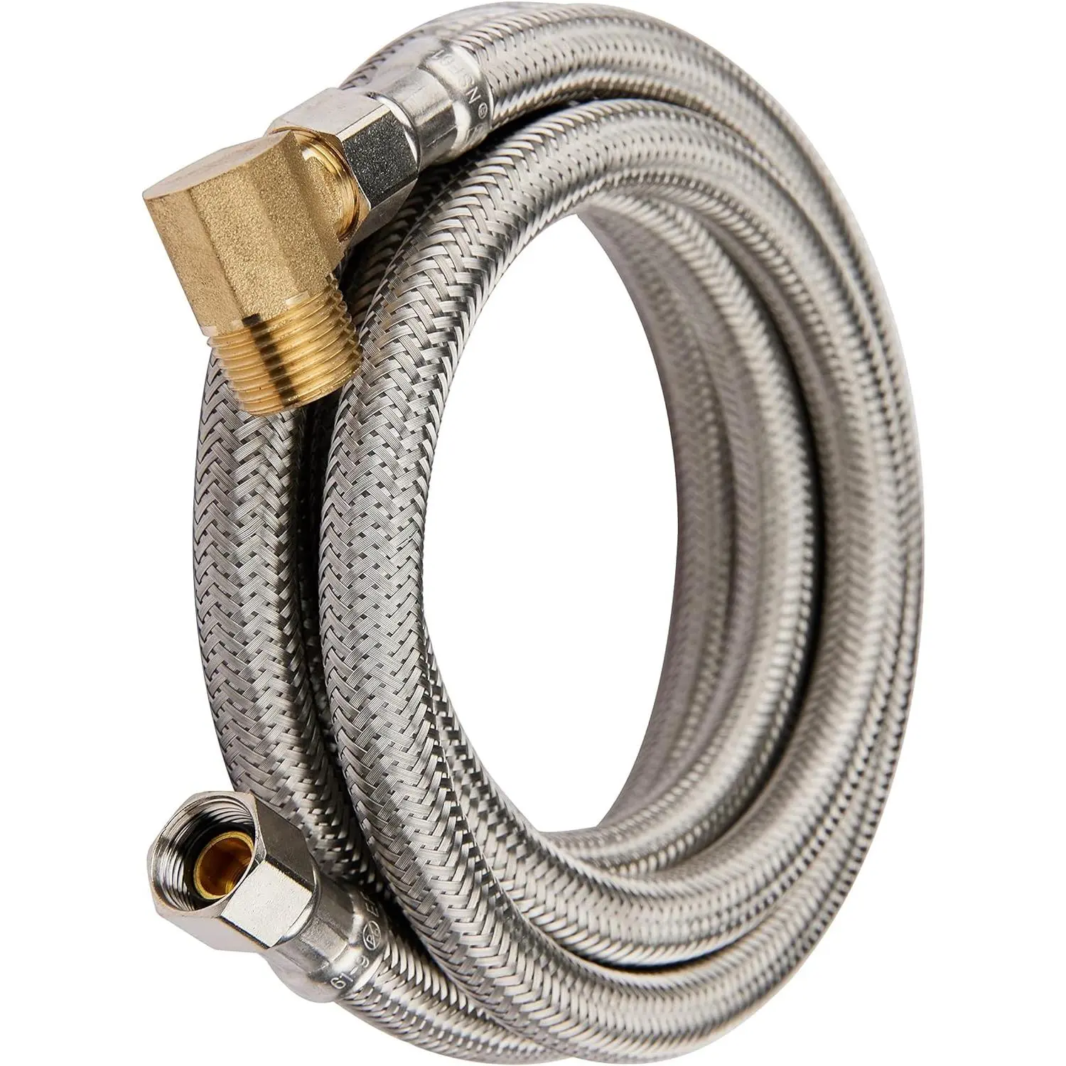 Efield Premium Stainless Steel Dishwasher Hose - 6 ft Length, 3/8 in MIP x 3/8 in Connection, Brass MIP Elbow & Fittings, Burst Proof, Flexible Installation, 125 PSI Max, NSF 61 Certified, Fits Most Valve Outlets, 40-160 F (HOSE012)