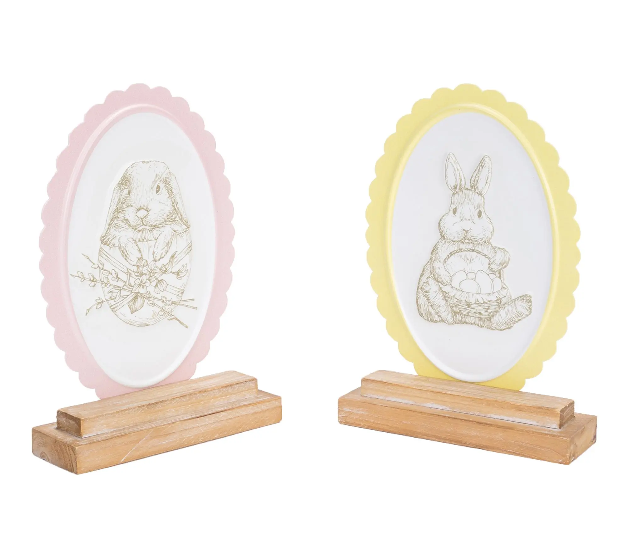 Melrose International Embossed Bunny  Decor (Set of 2)