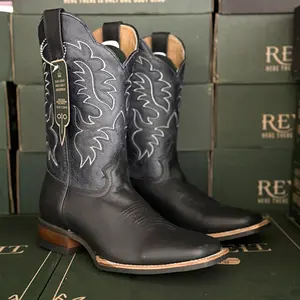 070 Tacoma Negro Mens Western Boot Made In Mexico Squared Toe Bota Vaquero Para Caballero