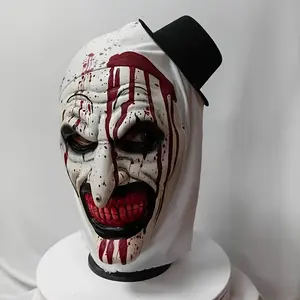 Adult Scary Bloody Terrifier Art the Clown Latex Mask, Spooky Halloween Cosplay Hat Accessory, Comfortable Haunted House Costume Prop
