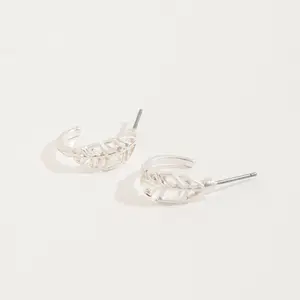 Feather Hoop Stud Buds Earrings