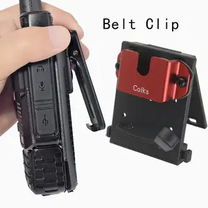 Tactical Radio Mic Belt Mount Holder, Molle Dual Row Slot Waist Clip, Quick Release Universal Walkie Talkie Stand, Military Gear Accessory