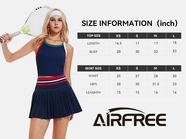 Airfree Two Piece Tennis Skirt Set Golf Outfits for Women High Waisted Tennis Short Dress with Pockets Athletic 2 Piece Sets,sohochic, TikTokShopBackToSchool