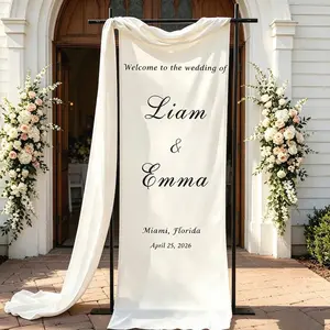 Personalized Cotton Linen Tapestry, Custom Religious Wedding Banner, Names & Date Fabric Banner