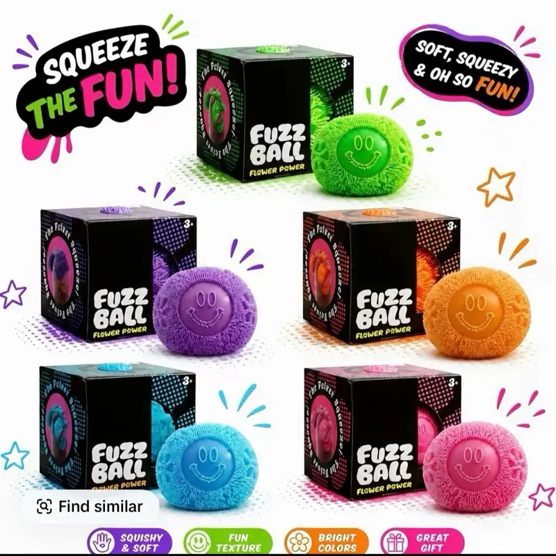 Fuzz Ball Squishy Stress Ball, Soft Sensory Fidget Toy, Moldable Squeeze Ball For Adults Anxiety Relief, Calming.