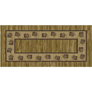 212 MAIN Trackside Nylon Mayberry Low Pile Area Rug, Rectangular Shape, 20x44 in, Brown, Low Pile Rug