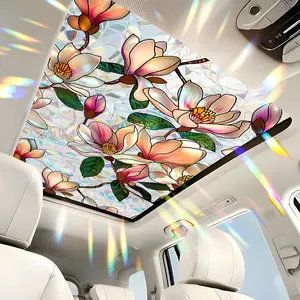 Stained Glass Sunroof Film for Car, Rainbow Decorative Privacy Window Film Patterns, Sunroof Decal, Sun Protection Rainbow Window Cling, 17" x 39.4"
