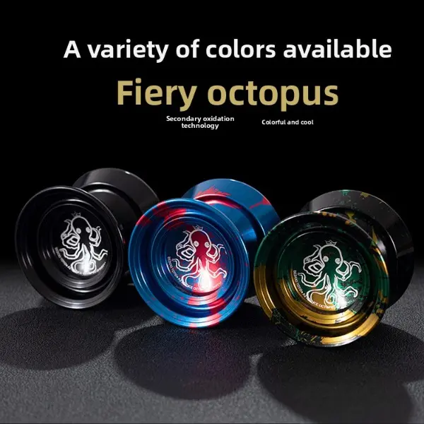 Fiery Octopus Professional Aluminum Alloy Unresponsive Yoyo - Competition-Grade Trick Yoyo for Boys, Anime & Manga Fans with Long Sleep Time, Transportation-Friendly, Aids Children Development, Memory Training and Observation